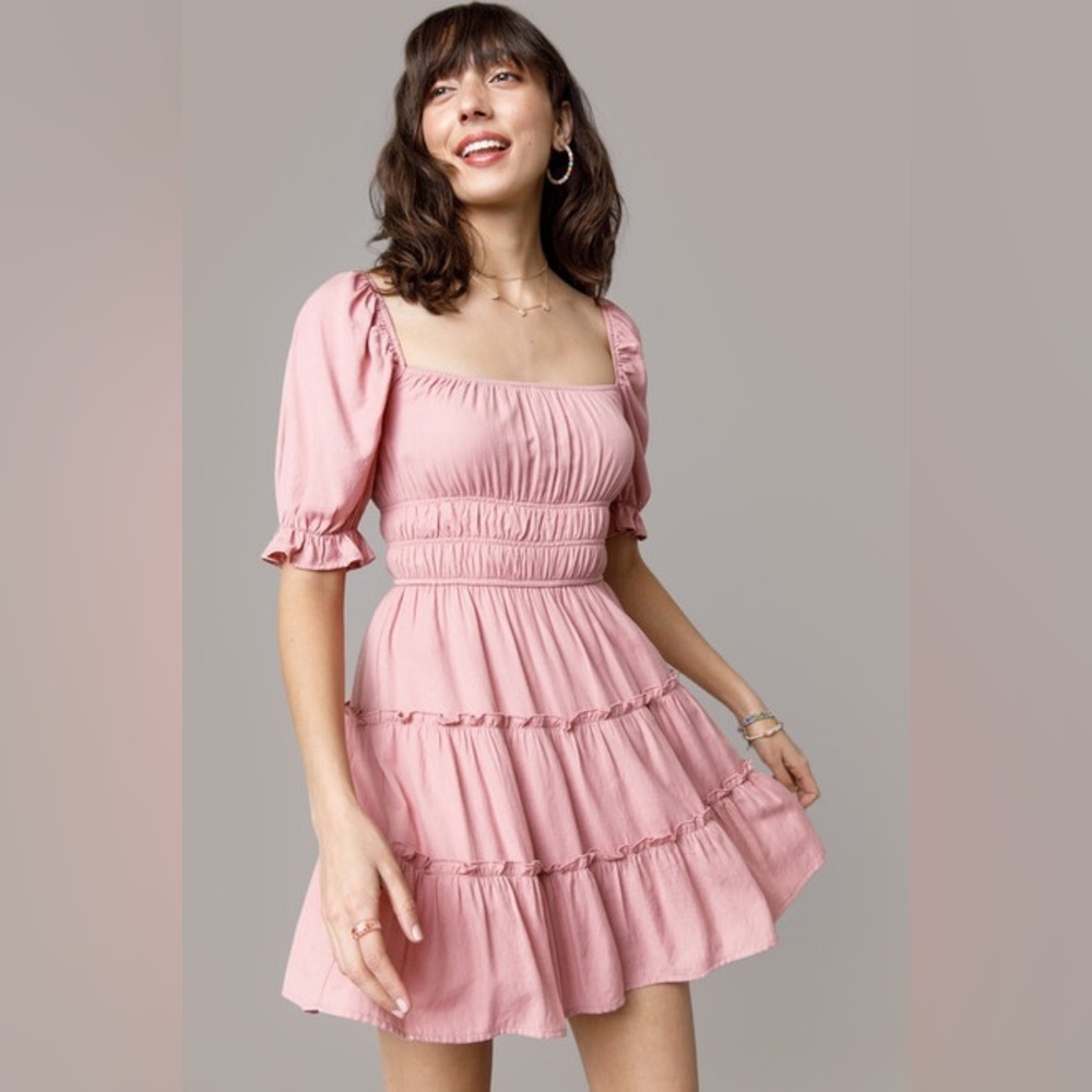 Francesca’s collection pink frilly dress SMALL